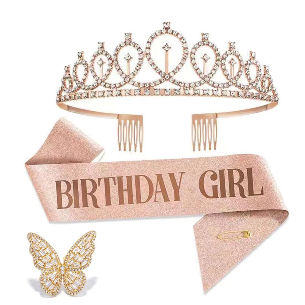1375 Birthday Girl Belt and Crown Birthday Belt Headwear and Birthday